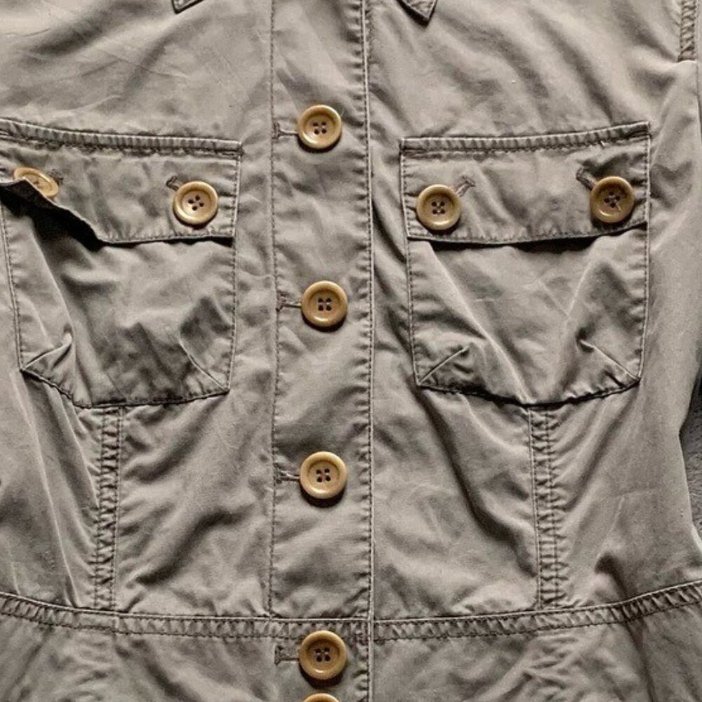 Women's Khaki Military-Style Button Jacket - Picture 5 of 5